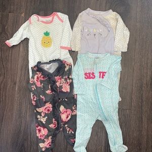 Baby girl 3/6 month pj bundle of 4